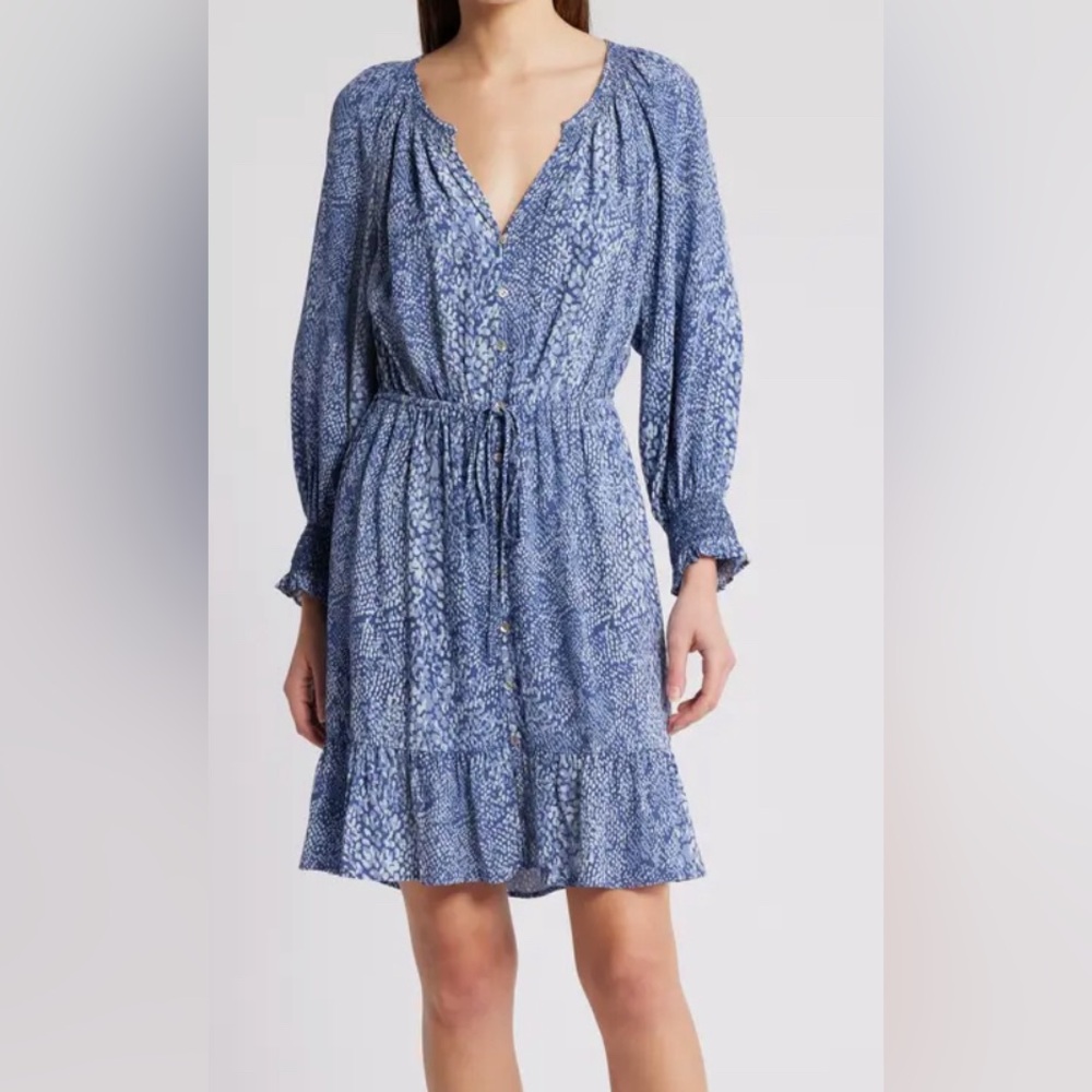 Rails Eliza Snakeskin Print Long Sleeve Dress, NWT